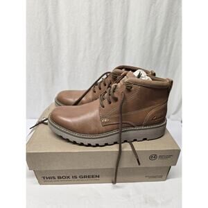CLARKS COLLECTION Mens Brown Barnes Mid Toe Wedge Leather Boots Shoes 11.5 M